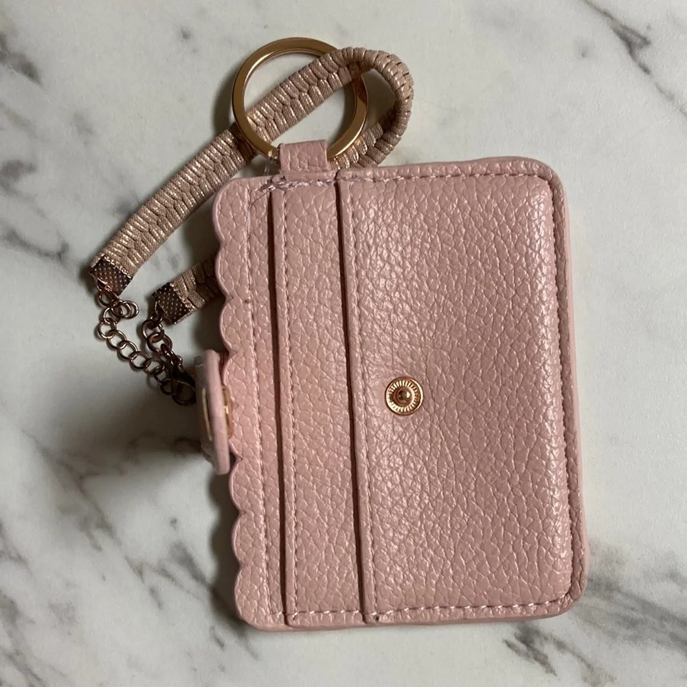 Pink Card Holder with Keychain